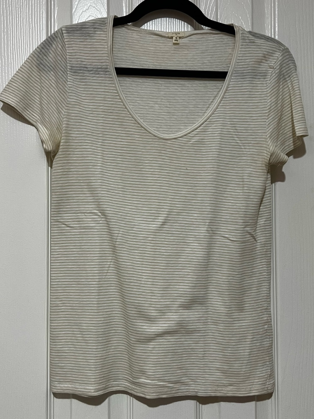 J. Crew Cream Striped Scoop Neck Short Sleeve Tee